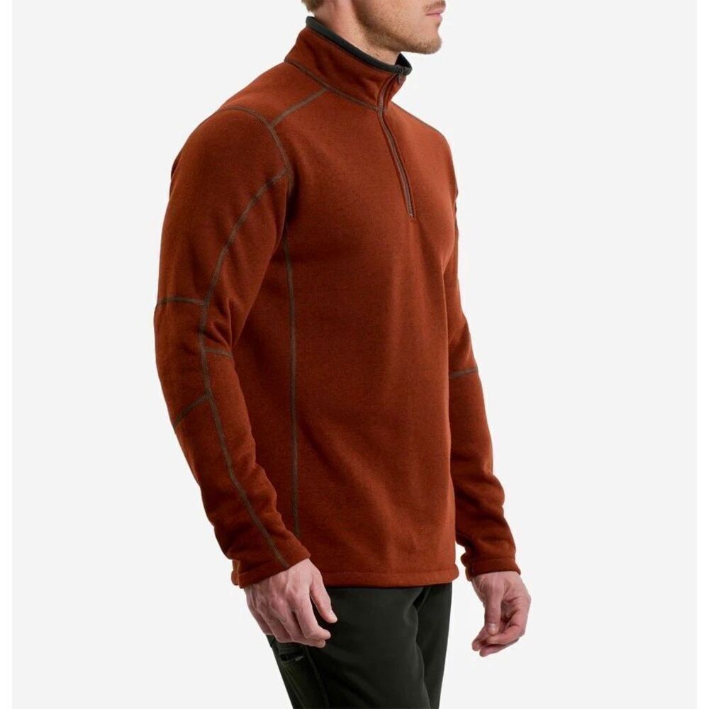 KUHL PULLOVER MENS REVEL QUARTER ZIP SWEATER size Small LONG SLEEVE BROWN